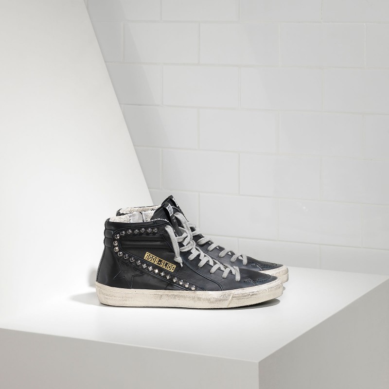 Golden Goose Slide Sneakers In Leather With Leather Star Women